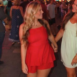 Red romper with open back! only worn once!